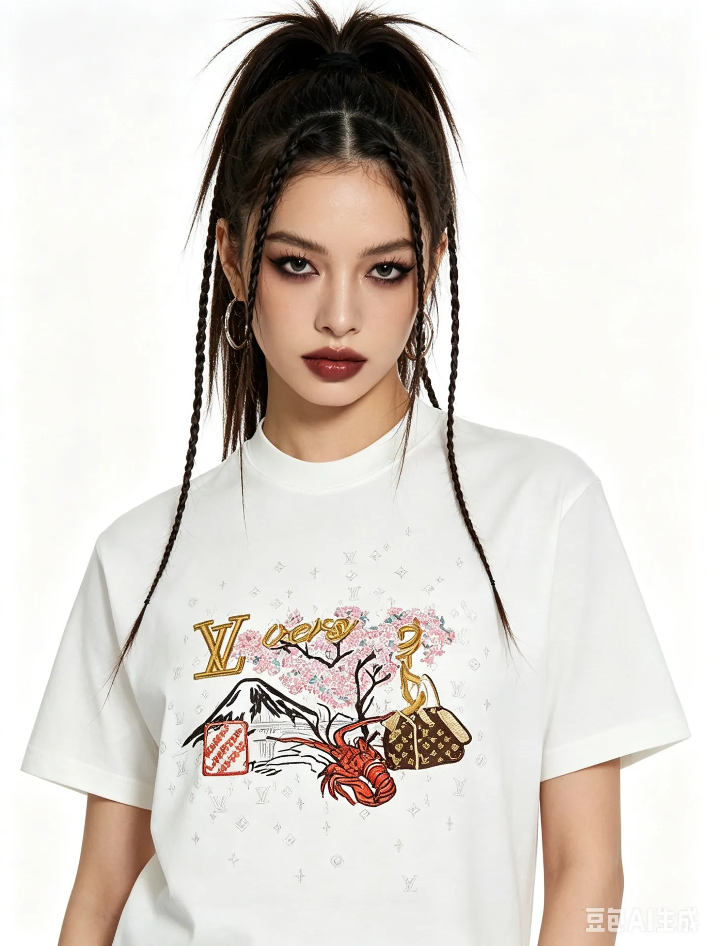 Louis Vuitton/Louis Vuitton cultural landscape elements embroidered short sleeves